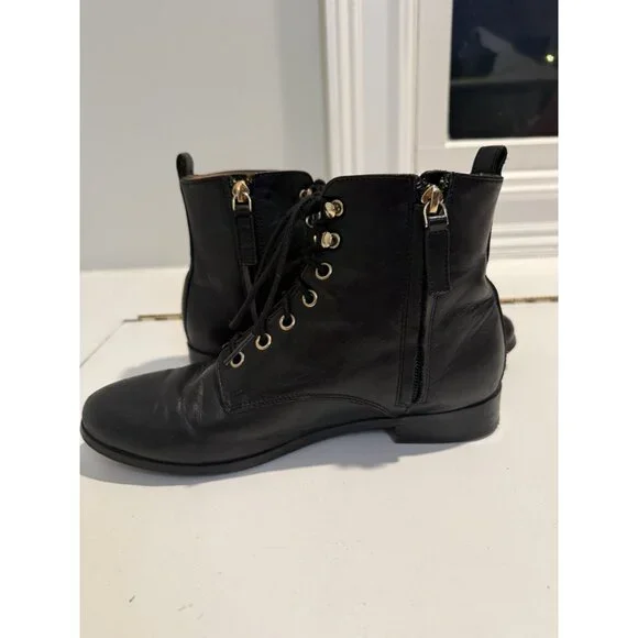 Sezane Black Leather Ankle lace up Combat Boots Size EU 38 US 7 $250 [jb] - Picture 7 of 12